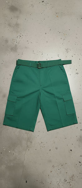 *BROOKLYN XPRESS* (GREEN) •BELTED CARGO SHORTS FOR MEN•