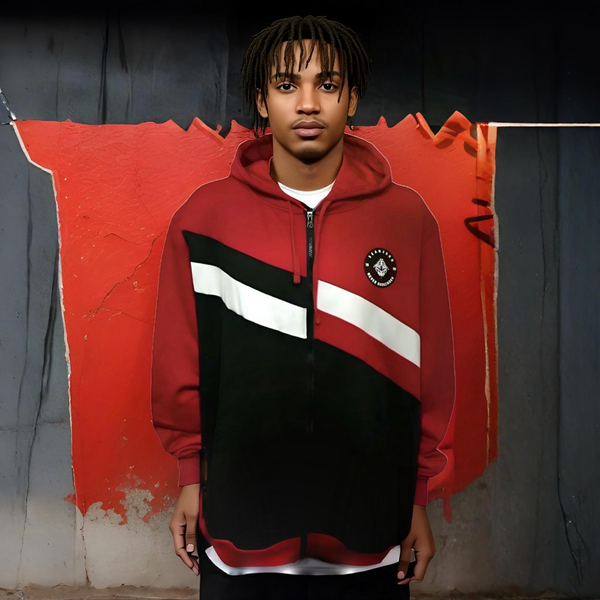 ^SEAN JOHN^ (RED-MULTI) POLYESTER HOODED ZIP UP TRACK JACKETS (XB SIZED)