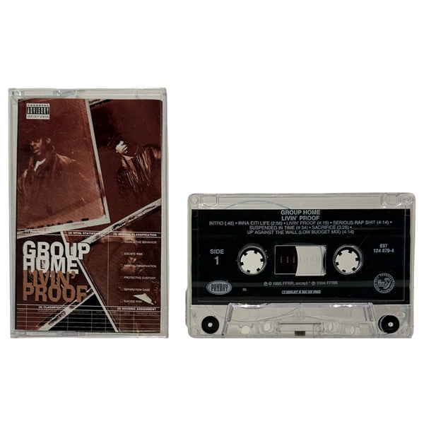 •GROUP HOME - LIVIN’ PROOF• ~1995 OG PRESSING~ (CASSETTE TAPE) (TAPE POPPED & NEEDS REPAIR)