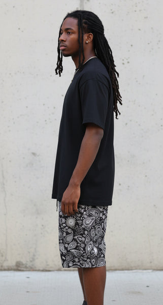 *PRO DAYA* dark grey/Navy paisley pattern cotton shorts