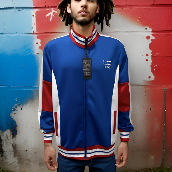 ^UCXX^ (BLUE-RED) ZIP UP TRACK JACKETS (ACTIVEWEAR)