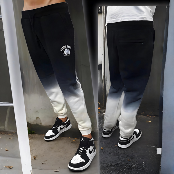 ^HUSTLE GANG^ (BLACK-MULTI) ~DIP DYE~ KNIT JOGGER SWEATPANTS