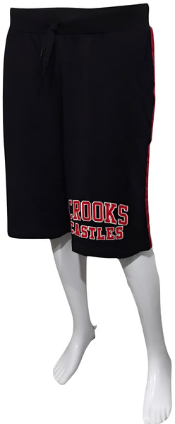 ^CROOKS & CASTLES^ (BLACK) COTTON SHORTS FOR MEN (EMBROIDERED LOGO)