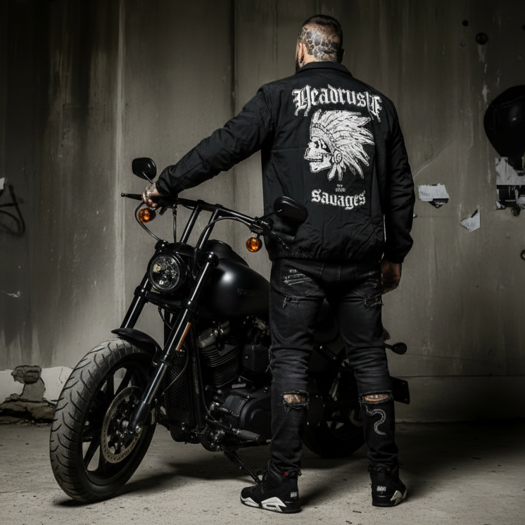 *HEADRUSH* (Black) ~Headrush Savages~ lined windbreaker jackets (Button up)