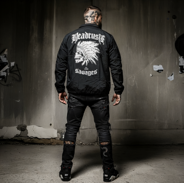 *HEADRUSH* (Black) ~Headrush Savages~ lined windbreaker jackets (Button up)