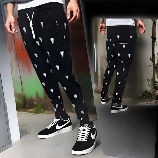 ^CROOKS & CASTLES^ (BLACK) ~SILHOUETTE~ EMBROIDERED JOGGER SWEATPANTS