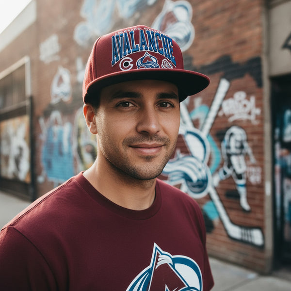 *Colorado Avalanche* snapback hats by Mitchell & Ness