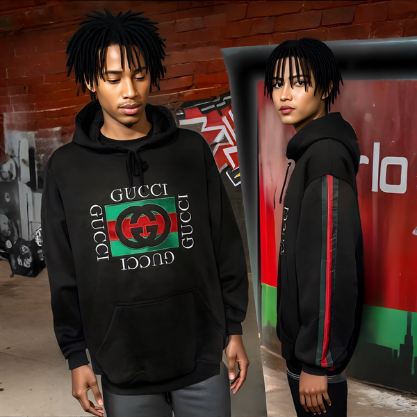 ^LUXURY^ (BLACK-MULTI) ITALIAN EMBROIDERED PULLOVER HOODIES
