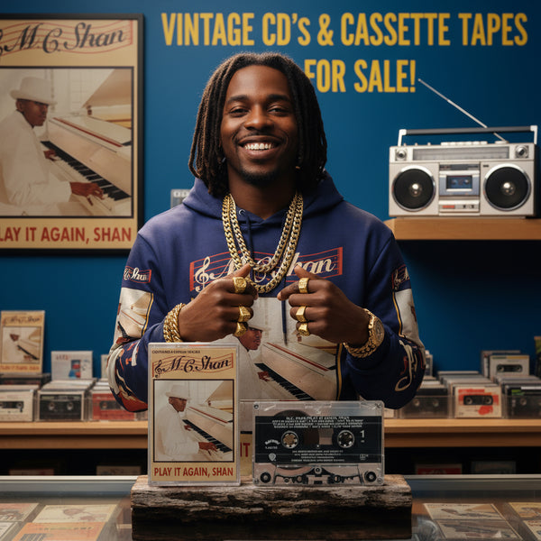 •M.C. SHAN - PLAY IT AGAIN, SHAN• ~1990 OG PRESSING~ (CASSETTE TAPE) (SPINE CUT PROMO)