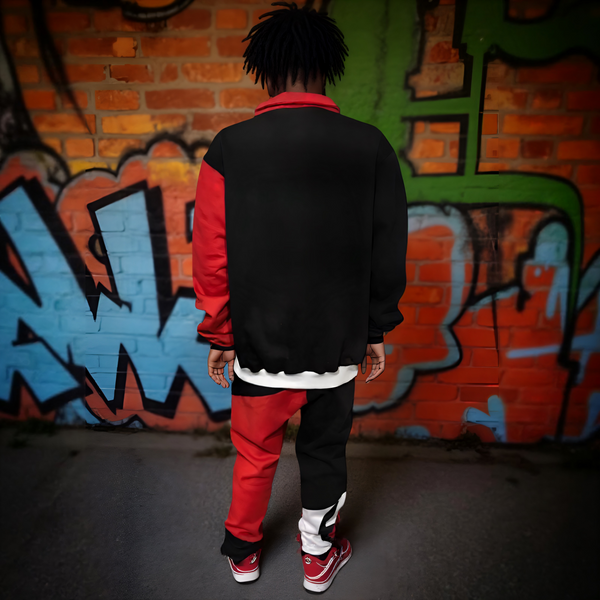 •CHAMPION CHIEF• (RED-MULTI) LUXURY ZIP UP TRACKSUITS (CUT & SEW) (EMBROIDERED LOGOS)