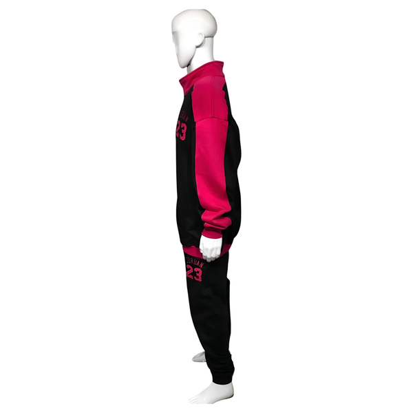 •23• (BLACK-HOT PINK) (REMIX) JOGGER TRACK SUITS (CUT & SEW) (UNISEX)