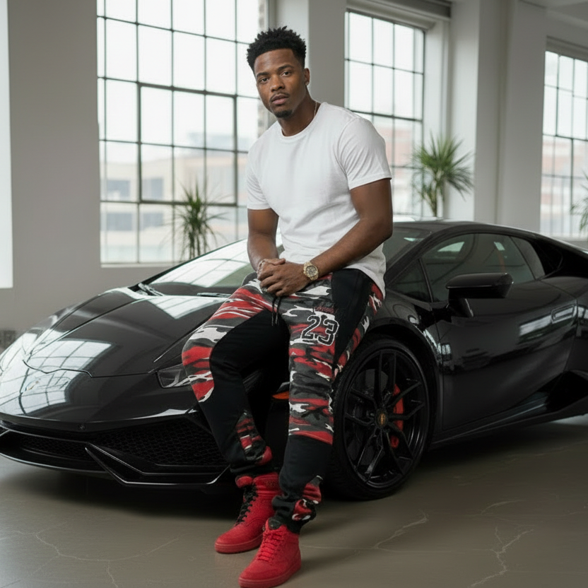 *23 JORDAN* (RED-CAMO) ~LUXURY JOGGER SWEATPANTS~ (EMBROIDERED)