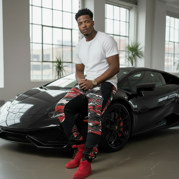 *23 JORDAN* (RED-CAMO) ~LUXURY JOGGER SWEATPANTS~ (EMBROIDERED)