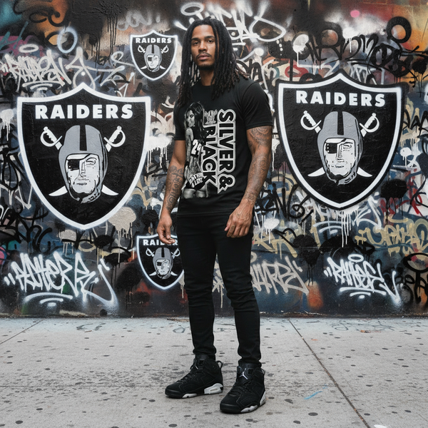 *<SC>* (BLACK) ~SILVER AND BLACK~ HEAVY COTTON JUMBO PRINT TEES