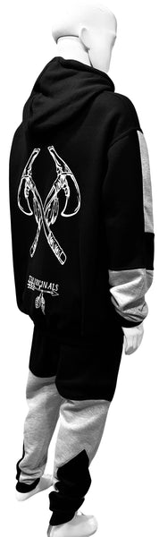 ^CHIEFIN’^ (BLACK-GREY) HOODED JOGGER SWEATSUITS (CUT & SEW)