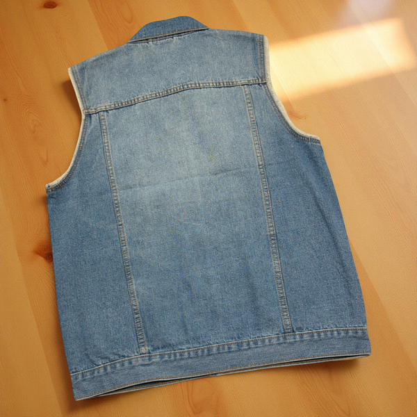 *DENIM VEST* ~Steam Punk Mad Max~ (Cheetah Print Pockets) (Metal Spikes)