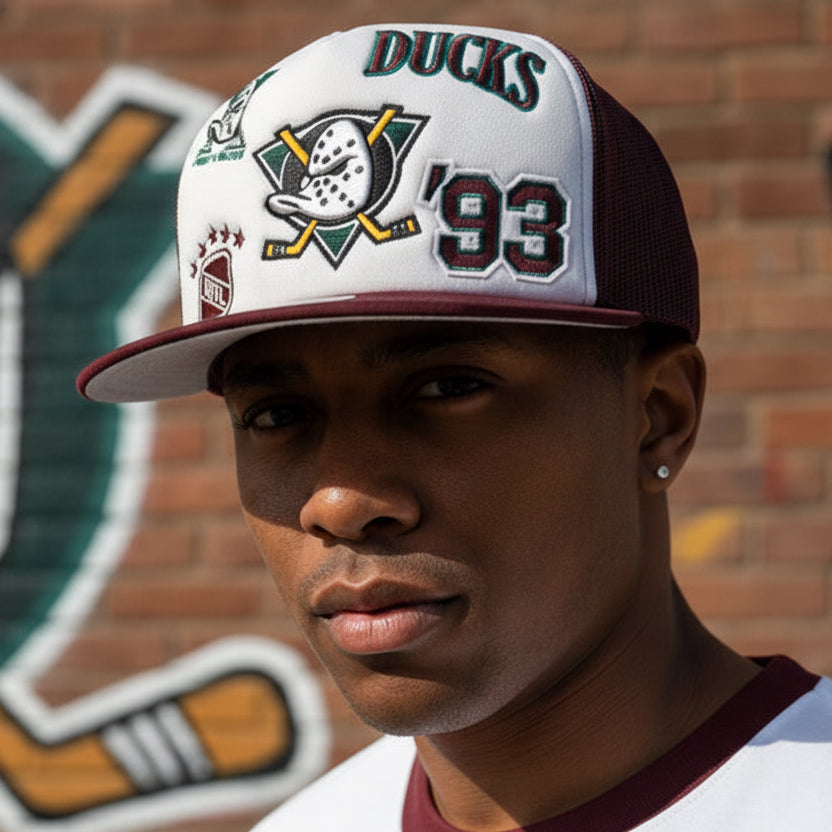 *Anaheim Mighty Ducks* ~Adjustable Fit SnapBack Trucker Mesh Hats by Mitchell & Ness~