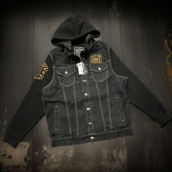 *HEADRUSH* (Black) ~13th The Chosen Few~ hooded Jean jacket (Full Embroidery)