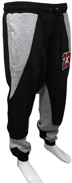 ^23^ (BLACK-LIGHT GREY) LUXURY JOGGER SWEATPANTS (CUT & SEW)