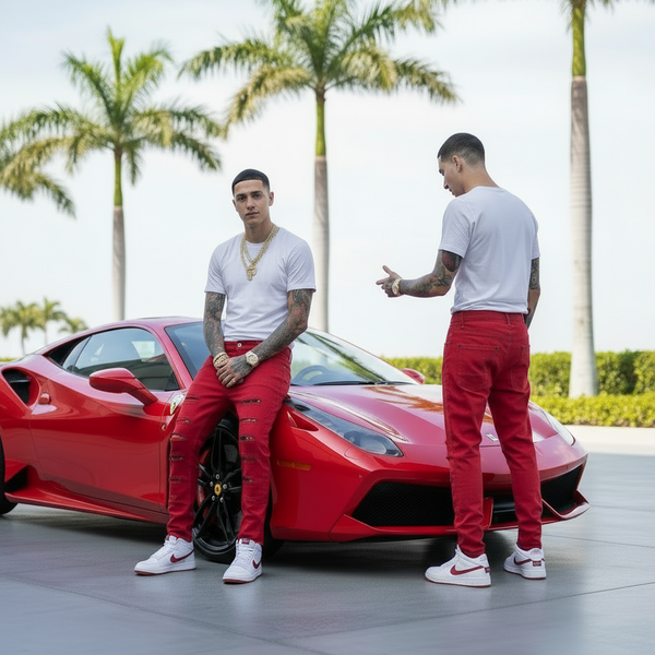 *SOUTHPOLE* (RED) ~RIPPED DENIM FOR MEN~ (34'' x 32'')