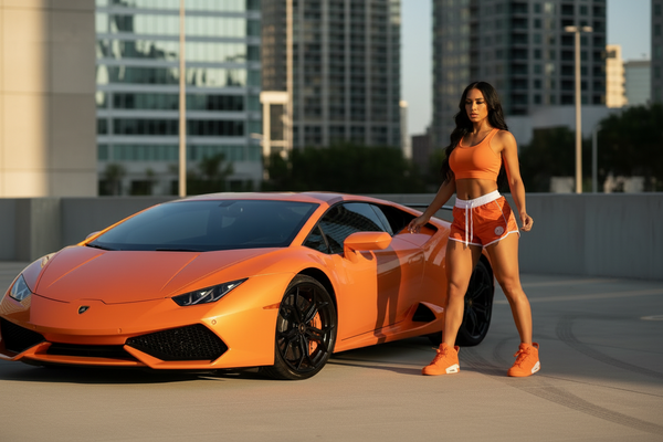 *CROOKS & CASTLES* (ORANGE) ~BARDOT PIPED~ BOOTY SHORTS FOR WOMEN