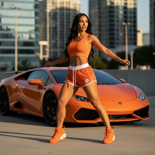 *CROOKS & CASTLES* (ORANGE) ~BARDOT PIPED~ BOOTY SHORTS FOR WOMEN