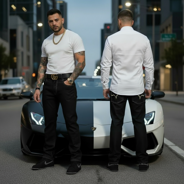 *Red BBQ Clothing Company* (REMIXED) DENIM JEANS (DARK NAVY) FOR MEN ~Premium Raw Denim Collection~