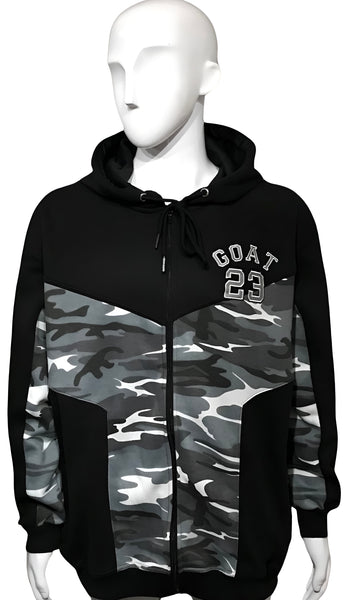 ^23 GOAT^ (GREY-CAMO) LUXURY ZIP UP HOODIES