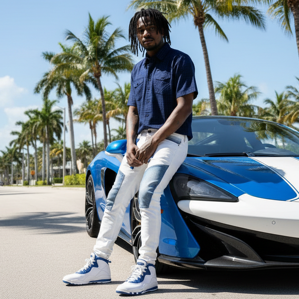 *ABLANCHE* ~ROYAL BLUE~ BUTTON UP COLLARED DRESS SHIRT (LARGE)