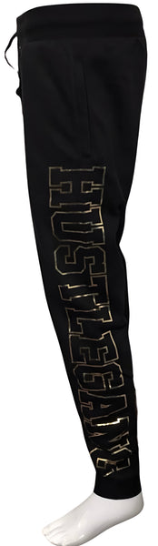 ^HUSTLE GANG^ (BLACK-GOLD) *COLLEGIATE* KNIT SWEATPANTS