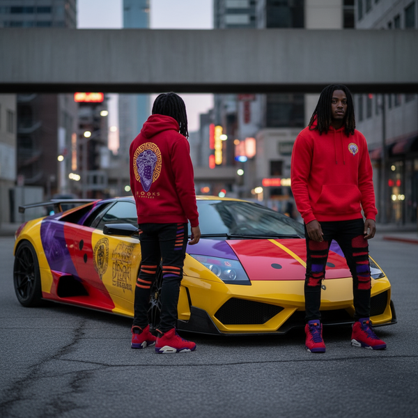*CROOKS & CASTLES* (RED) ~ROYAL MEDUSA~ TWO SIDED PRINT PULLOVER HOODIES FOR MEN