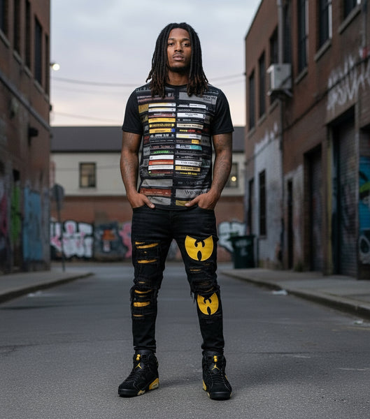 *Wu-Tang Clan* ~Cassette Stack~ •Front Sublimated & Back Embroidered T-Shirt•