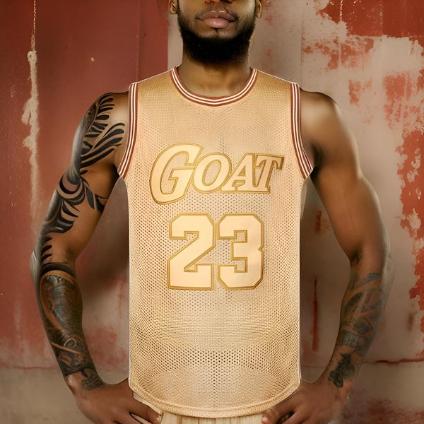 ^GOAT 23^ Basketball Jerseys ~Golden Wheat~ (Stitched Logos & Numbers)