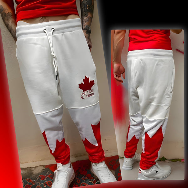 ^ALL HEART^ ~CANADIAN WORLD JUNIOR HOCKEY~ (WHITE-RED) JOGGER SWEATPANTS