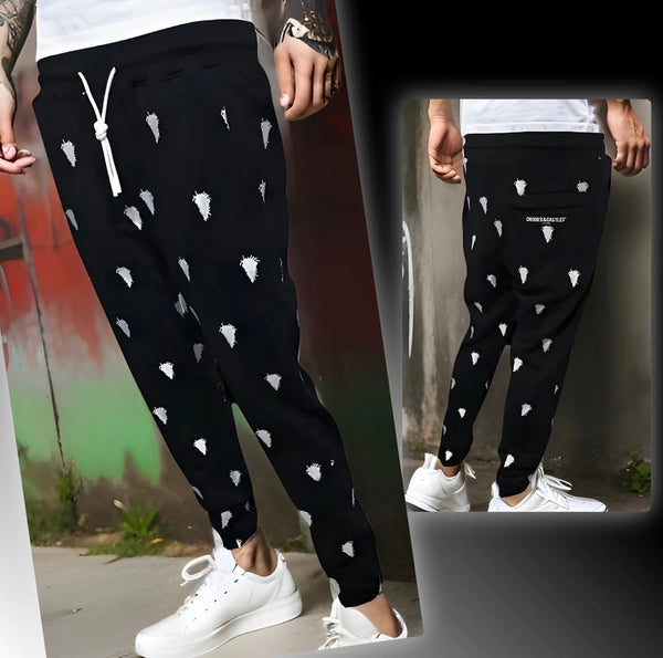 ^CROOKS & CASTLES^ (BLACK) ~SILHOUETTE~ EMBROIDERED JOGGER SWEATPANTS