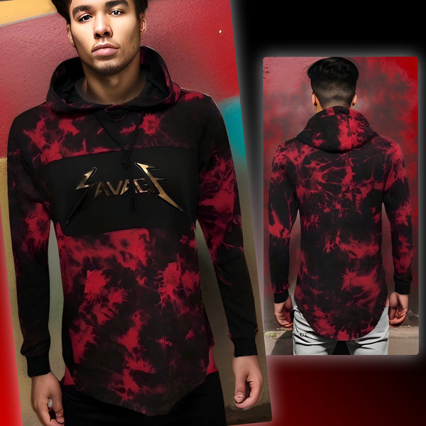 ^CAMP CLOTHING CO.^ *SAVAGE* 3D FOIL PRINT ACID WASH PULLOVER HOODIES