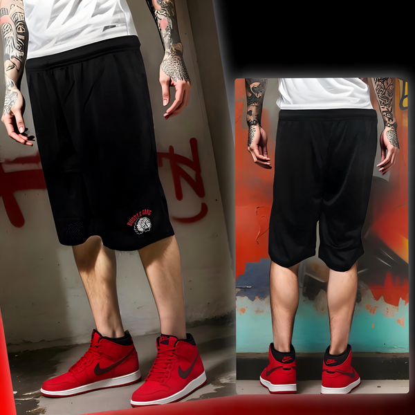 ^HUSTLE GANG^ (BLACK) ~SIMPLE CHIEF~ LINED MESH BASKETBALL SHORTS