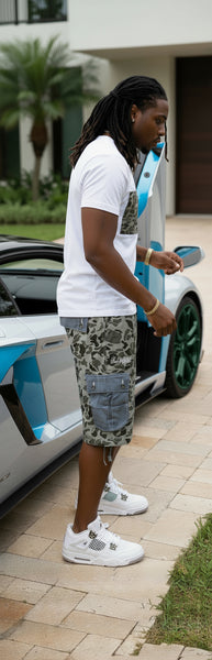 ^ROCK & REVIVAL^ CAMOUFLAGE COTTON CARGO SHORTS