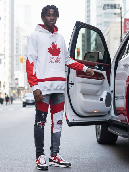 *ALL HEART* ~World Juniors Team Canada~ (WHITE-RED) •PULLOVER HOODIES• (Cut & Sew / Embroidery)
