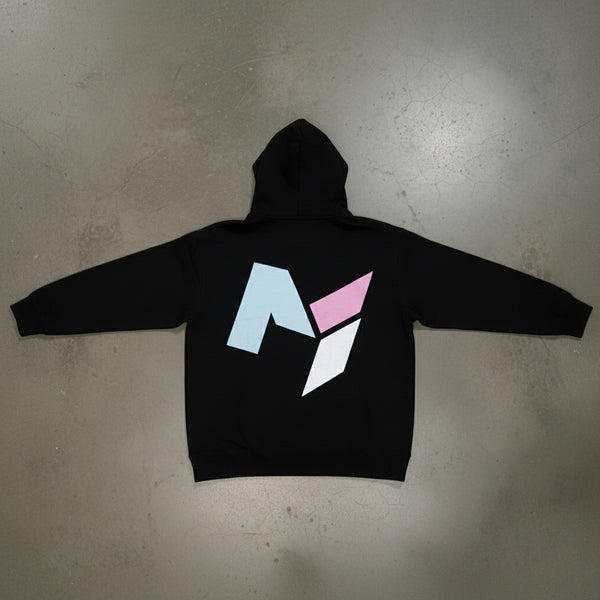 *DESIGN BY HUMANS* (BLACK) ZIP UP HOODIE (DISTRESSED LOGO STYLE)