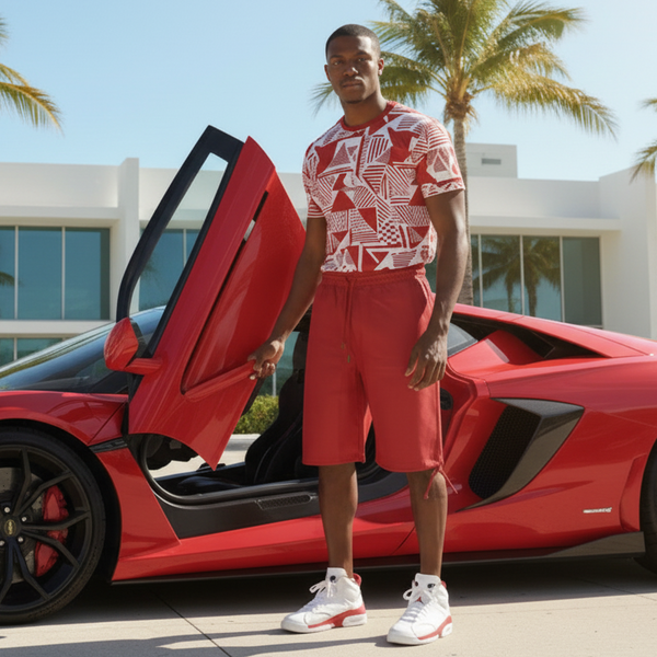 *ABLANCHE* ~RED PLEATHER~ LINED SHORTS FOR MEN (CASUAL)