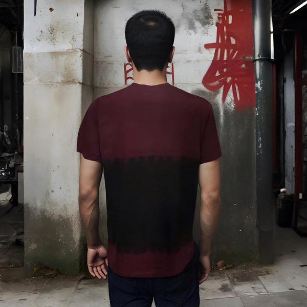 ^GUAP^ FANCY SHORT SLEEVE T-SHIRTS (BURGUNDY - BLACK TIE DYE)