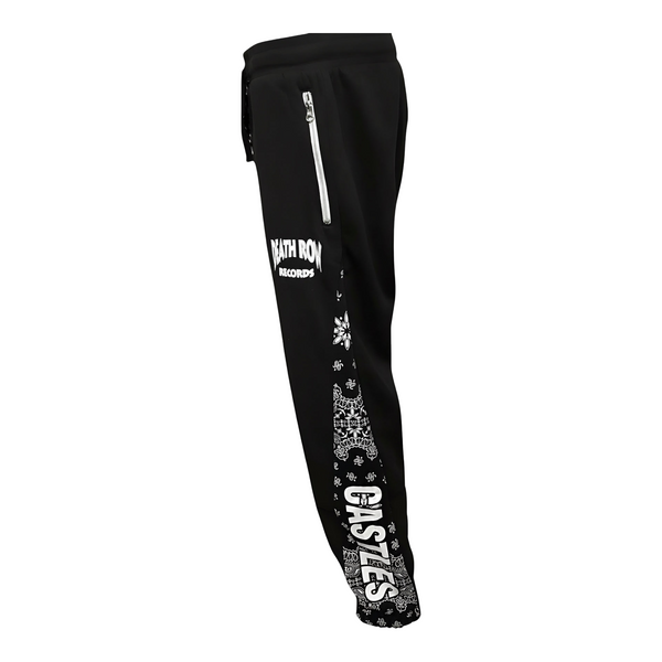 *CROOKS & CASTLES* (BLACK) DEATH ROW *BANDANA* JOGGER SWEATPANTS (COLLABS)