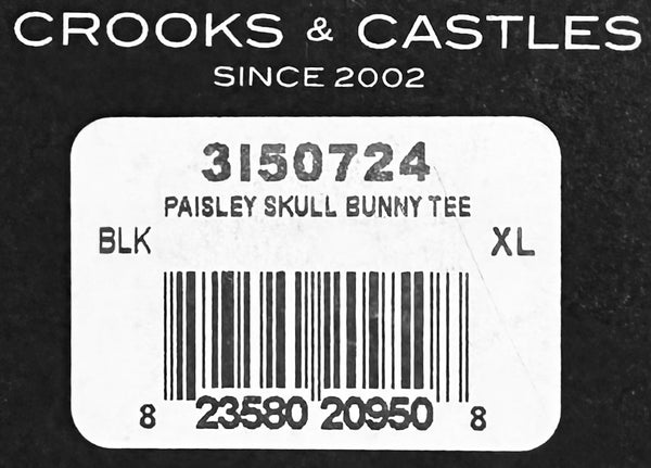 *CROOKS & CASTLES* (BLACK) ~PAISLEY SKULL BUNNY~ TEES FOR MEN