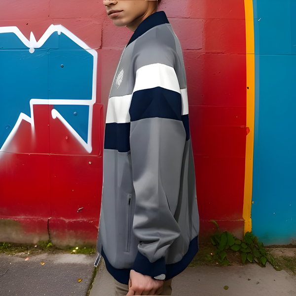^HUSTLE GANG^ (GREY-MULTI) ~SIMPLE CHIEF~ KNIT ZIP UP TRACK JACKETS