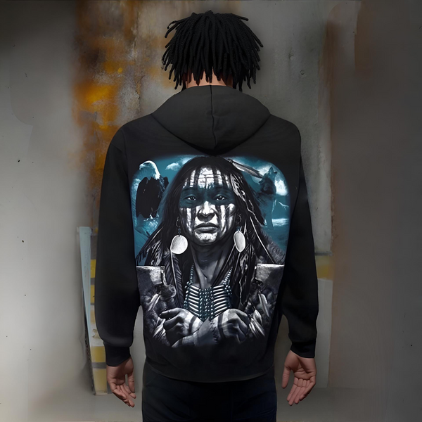 ^WARRIOR CHIEF^ (BLACK) PULLOVER HOODIES