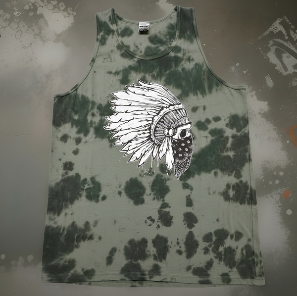 *HUSTLE GANG* ~GREEN TIE DYE-GREEN~ •TANK TOPS•