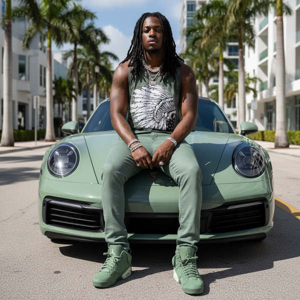 *HUSTLE GANG* ~GREEN TIE DYE-GREEN~ •TANK TOPS•