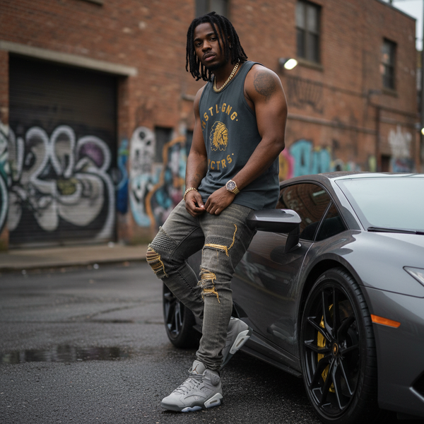 *HUSTLE GANG* (DARK GREY) ~HSTL GNG VCTRS~ tank top