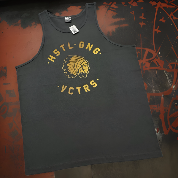 *HUSTLE GANG* (DARK GREY) ~HSTL GNG VCTRS~ tank top